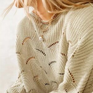 Anthropologie Moon & Madison Dolman Pointelle Knit Sweater Size Medium